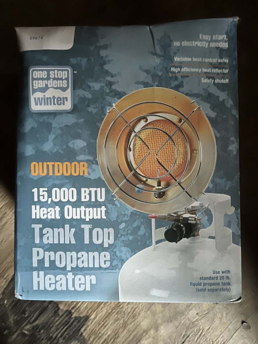 One Stop Gardens 15,000 BTU Outdoor Tank Top Propane Heater (Item 59674)